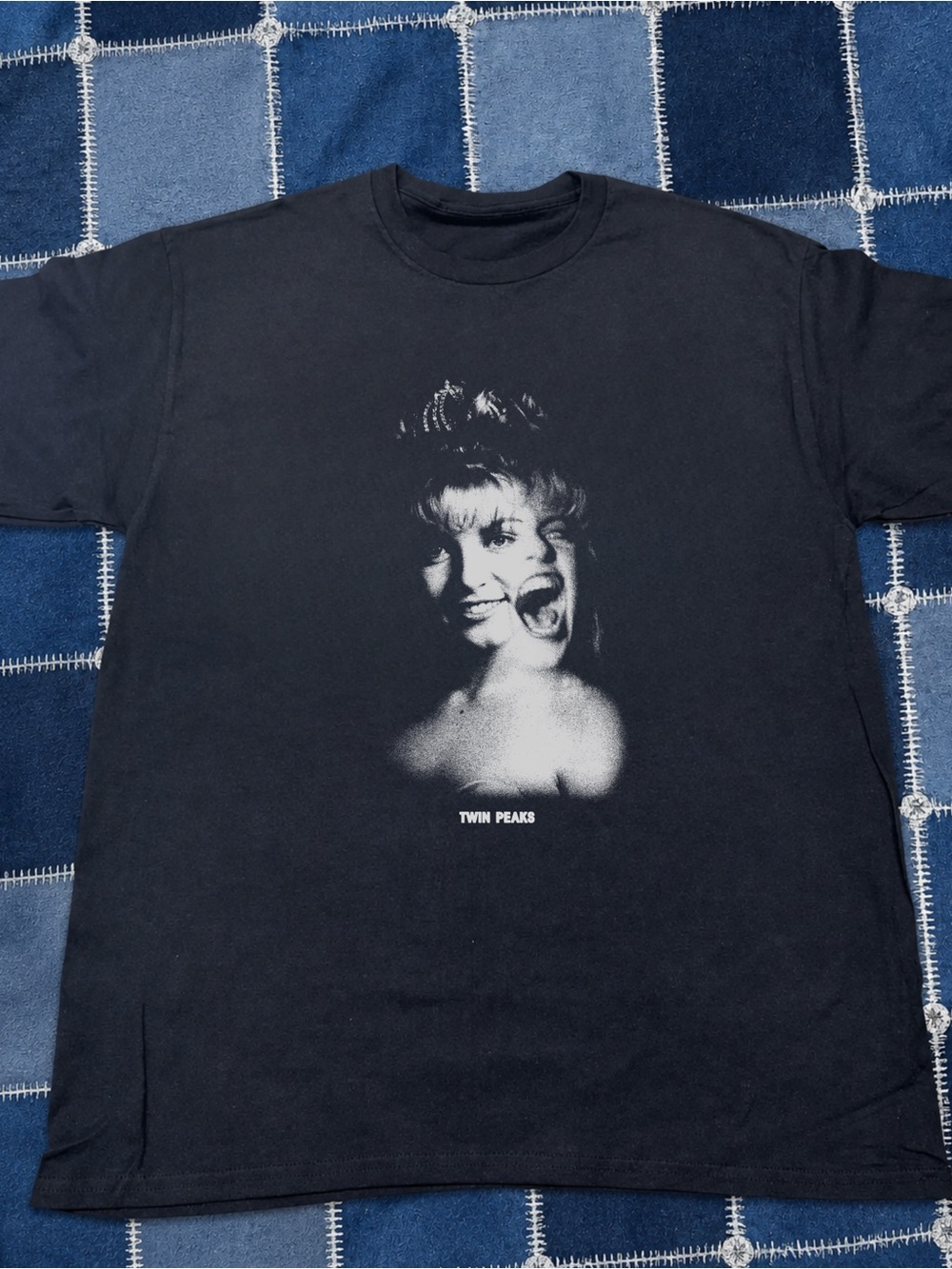 Twin Peaks Black Graphic Tee - Monochrome Face Print